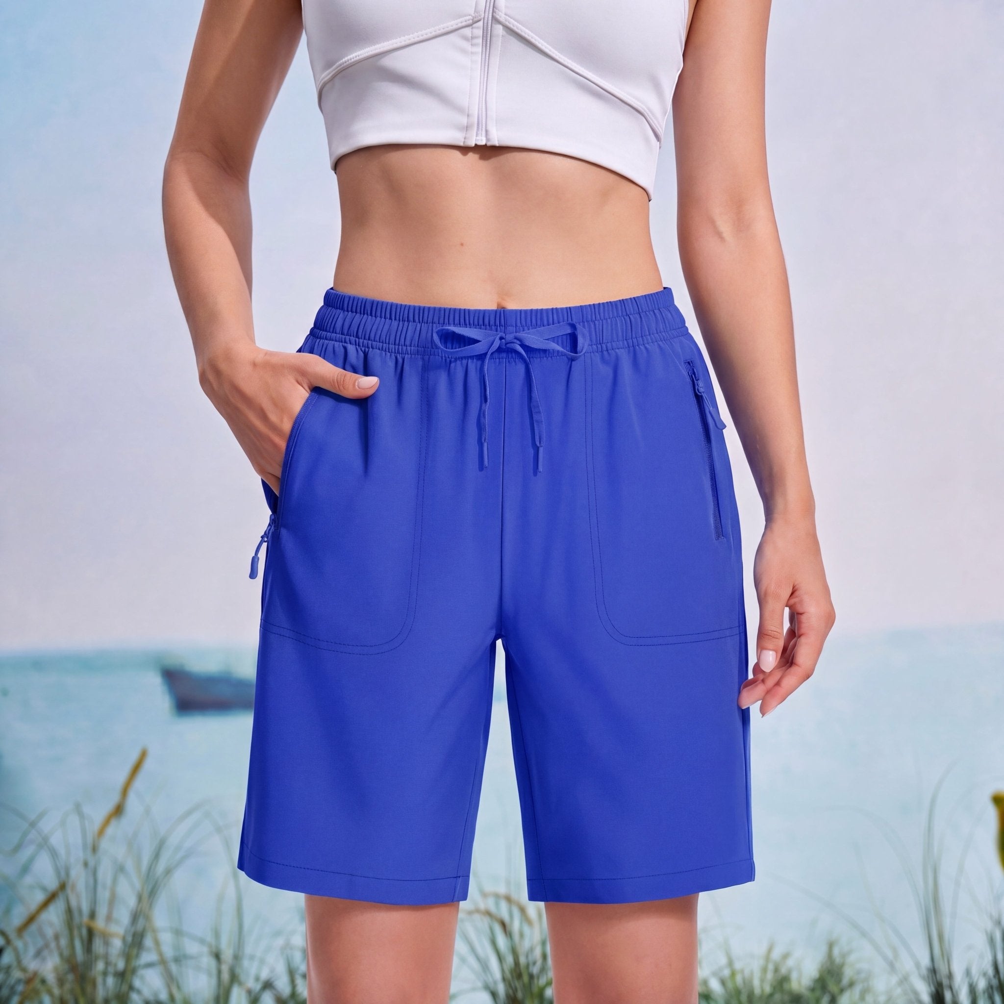 Women's Waterproof Sunprotection Lightweight Quick - Dry Hiking Shorts with 3 Pockets Bright Blue by MAGCOMSEN