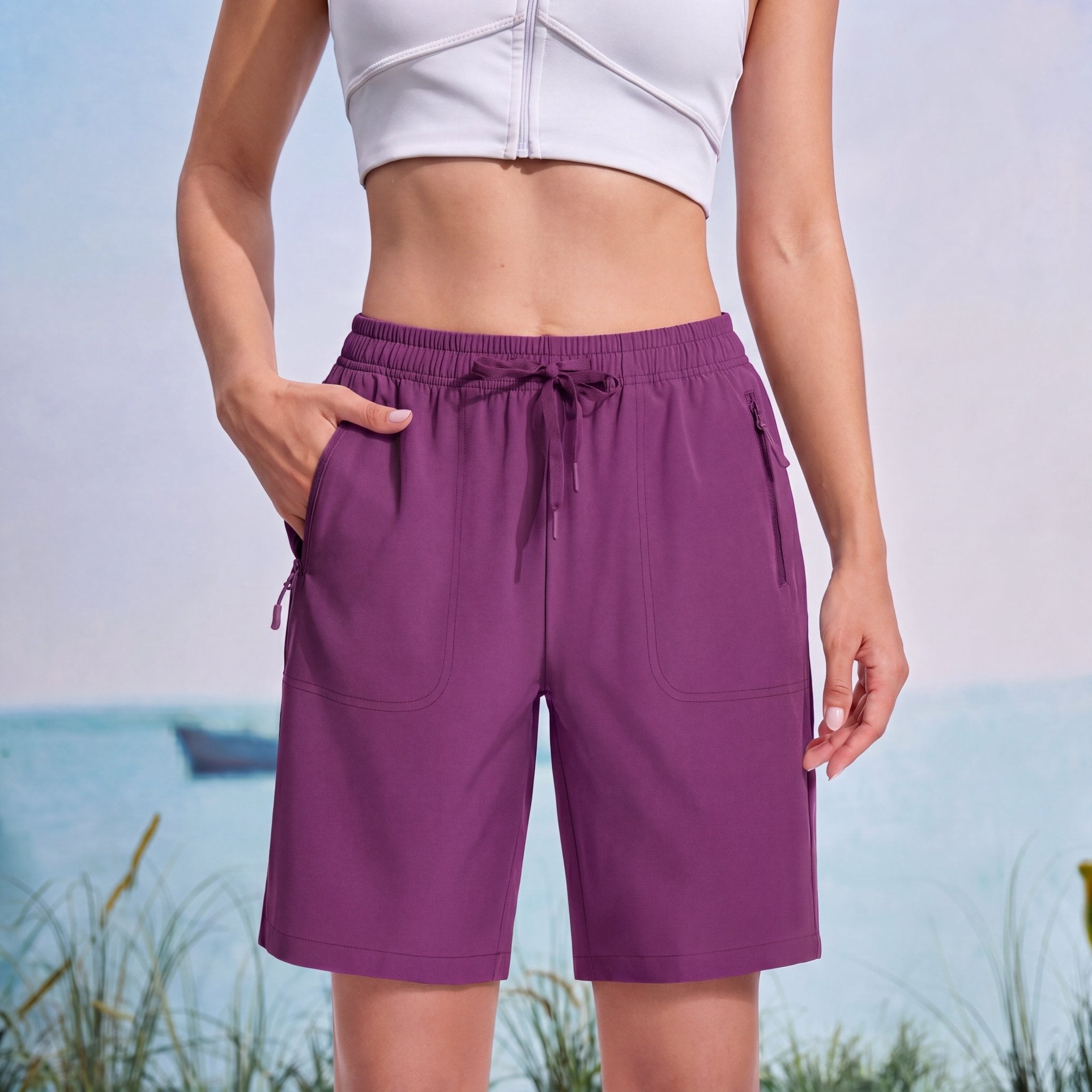 Women's Waterproof Sunprotection Lightweight Quick - Dry Hiking Shorts with 3 Pockets Purple by MAGCOMSEN