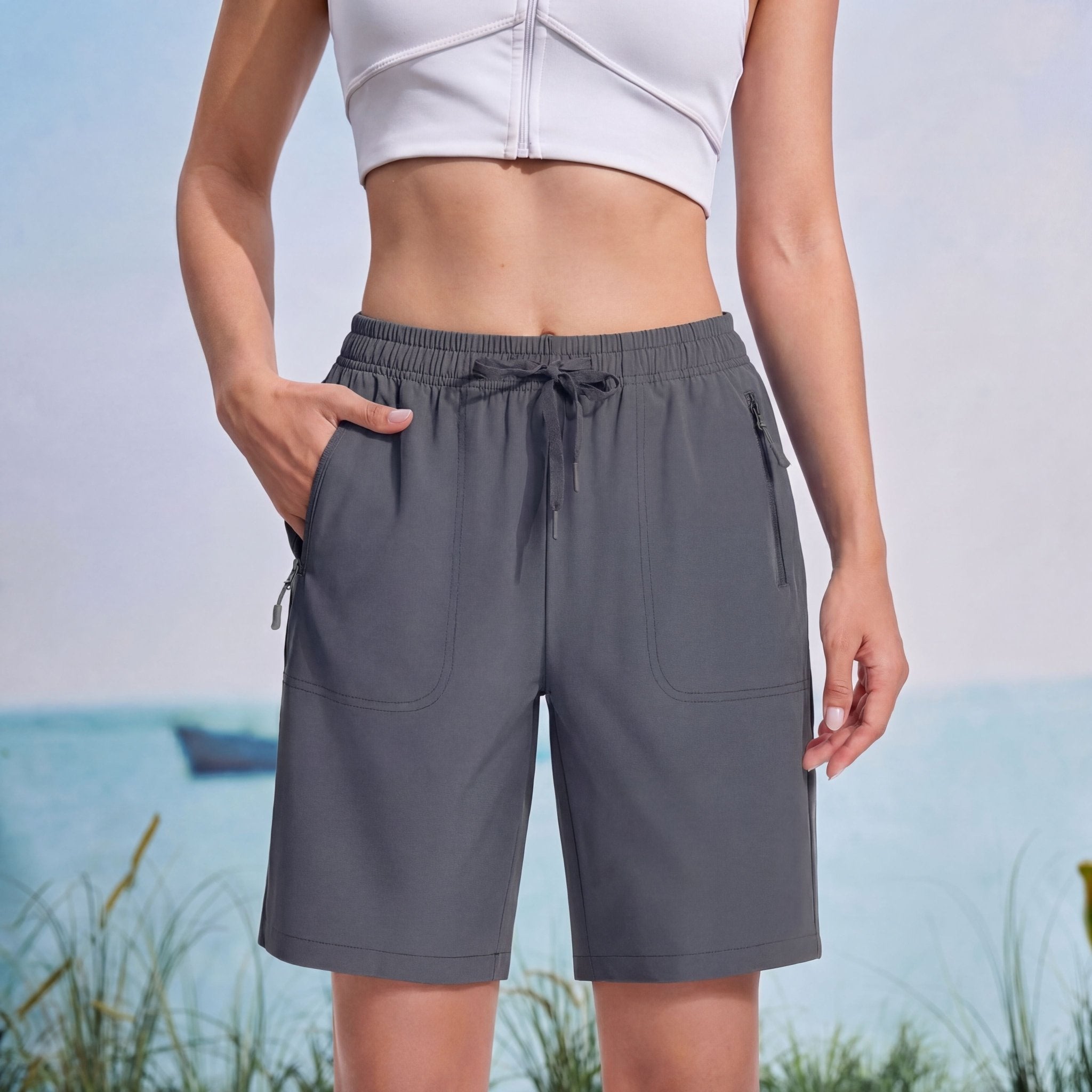 Women's Waterproof Sunprotection Lightweight Quick - Dry Hiking Shorts with 3 Pockets Dark Grey by MAGCOMSEN