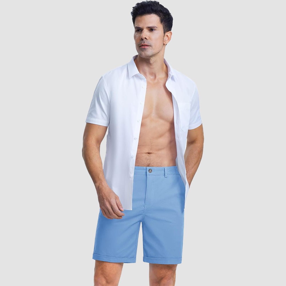 Men's Classic Stretch Chino Shorts with Pockets - MAGCOMSEN