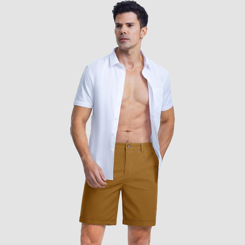 Men's Classic Stretch Chino Shorts with Pockets - MAGCOMSEN