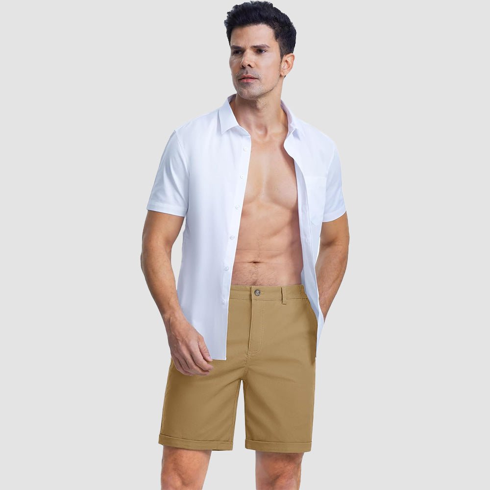 Men's Classic Stretch Chino Shorts with Pockets - MAGCOMSEN