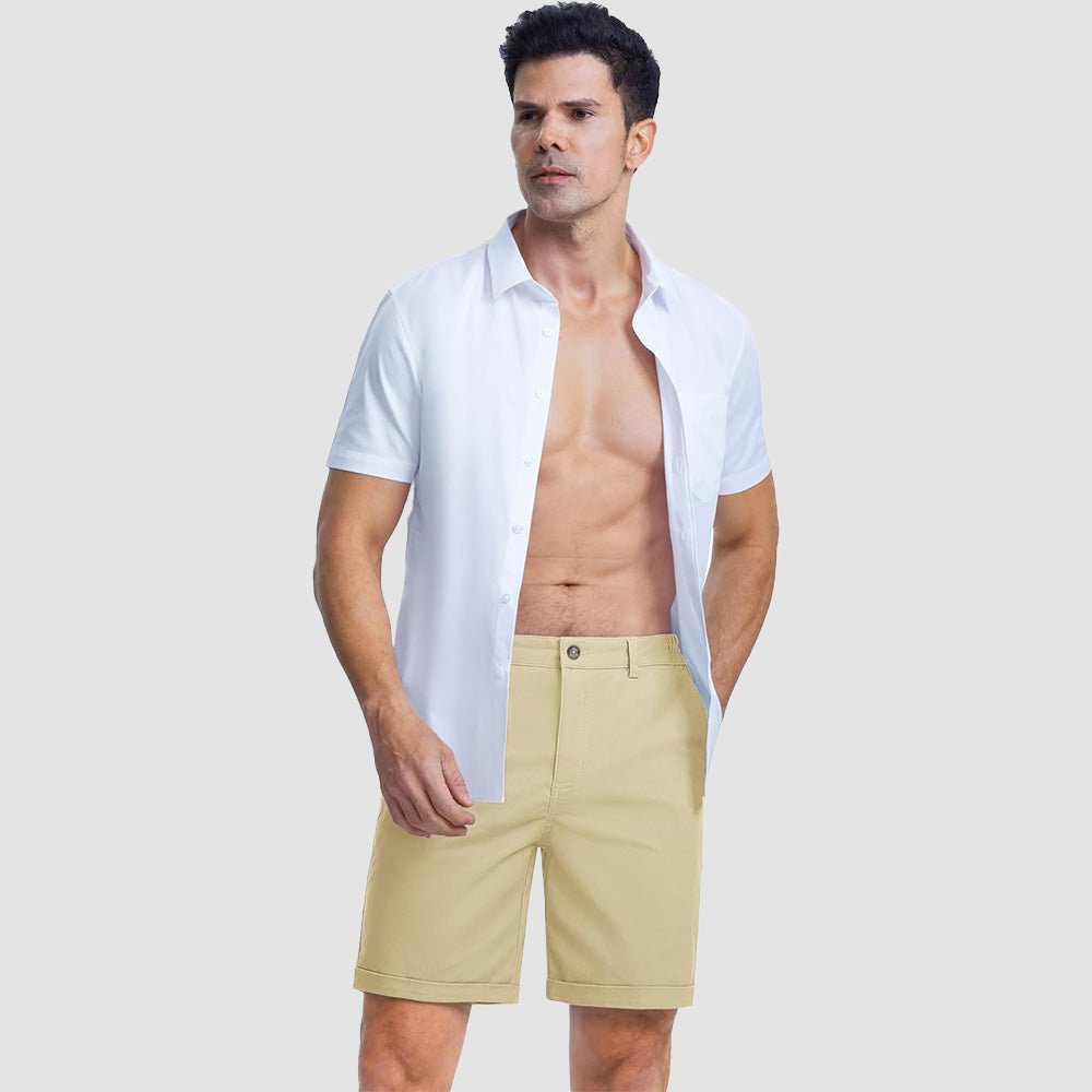 Men's Classic Stretch Chino Shorts with Pockets - MAGCOMSEN