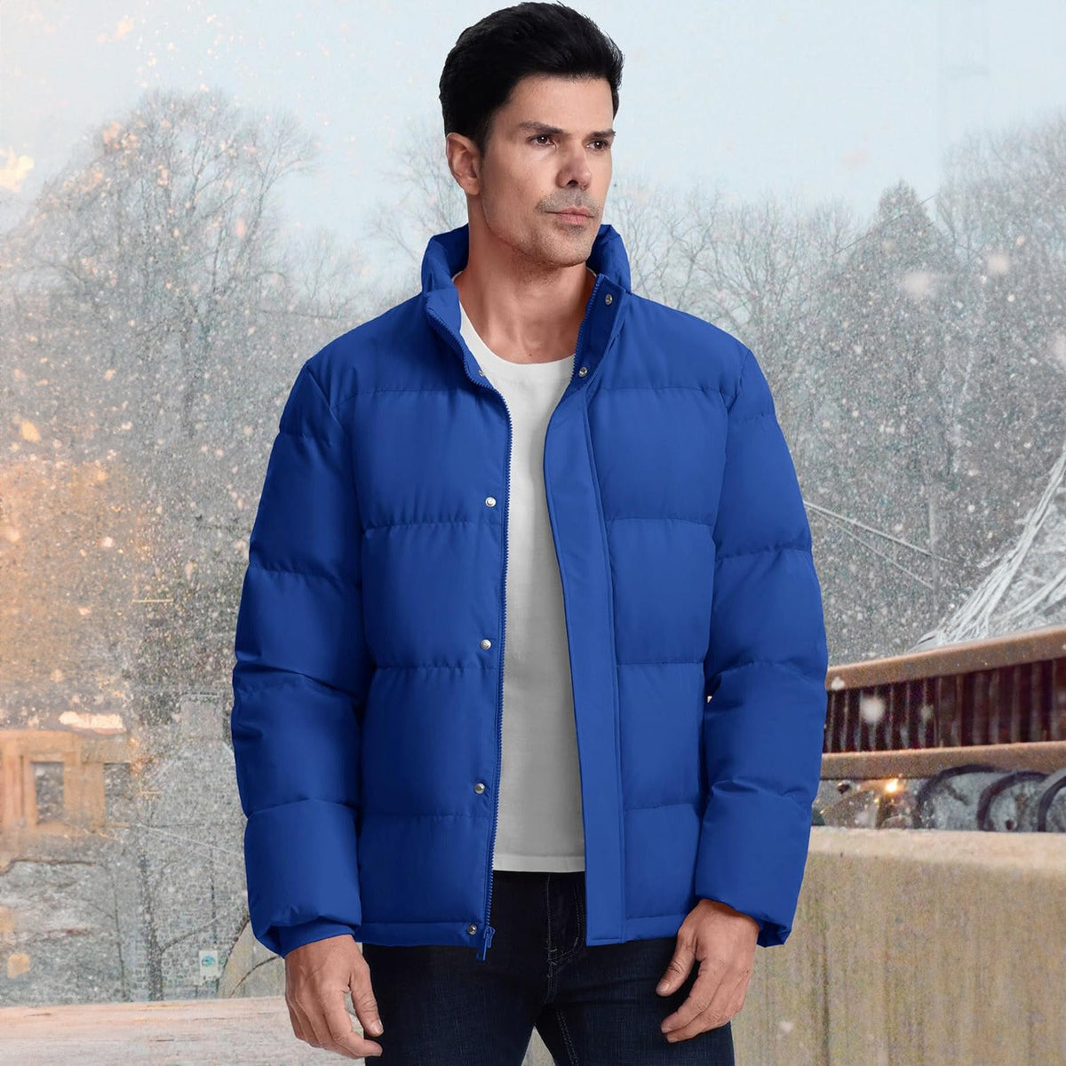 Winter Men's Down Jacket Mid-length Thick Plush Collar Down Jacket Casual Warm Jacket