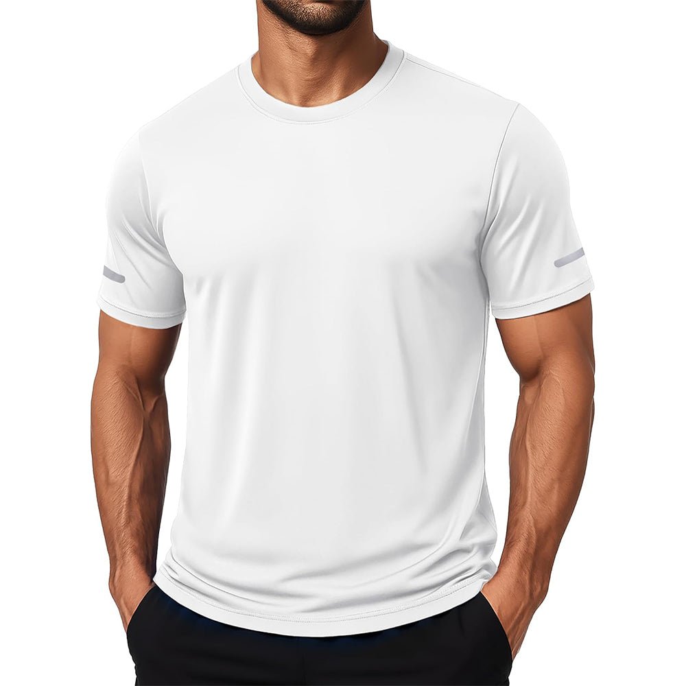White Men's Dry Fit Sun Protection Stretch Training & Sports T-Shirts - MAGCOMSEN