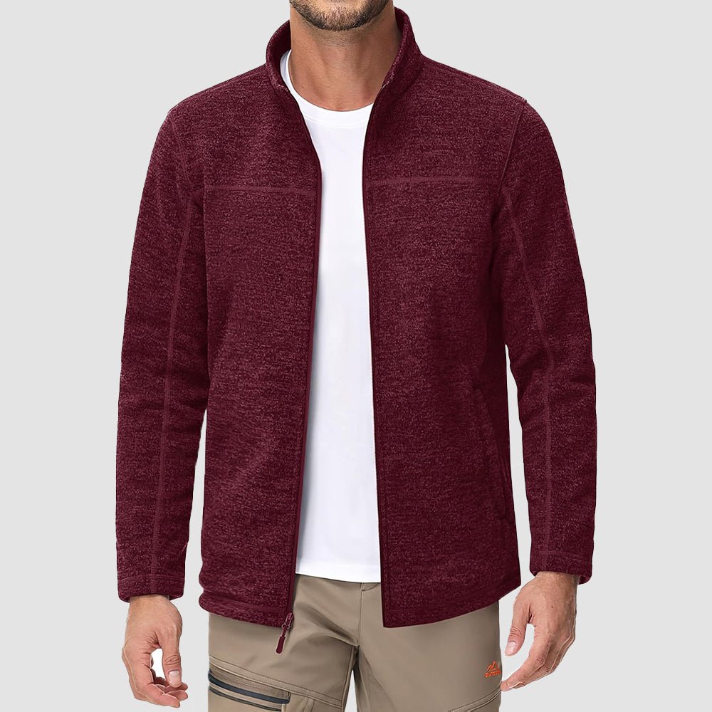 Wine Red Men's Fleece Jacket Full Zip Lightweight Warm Winter Sweatshirt - MAGCOMSEN