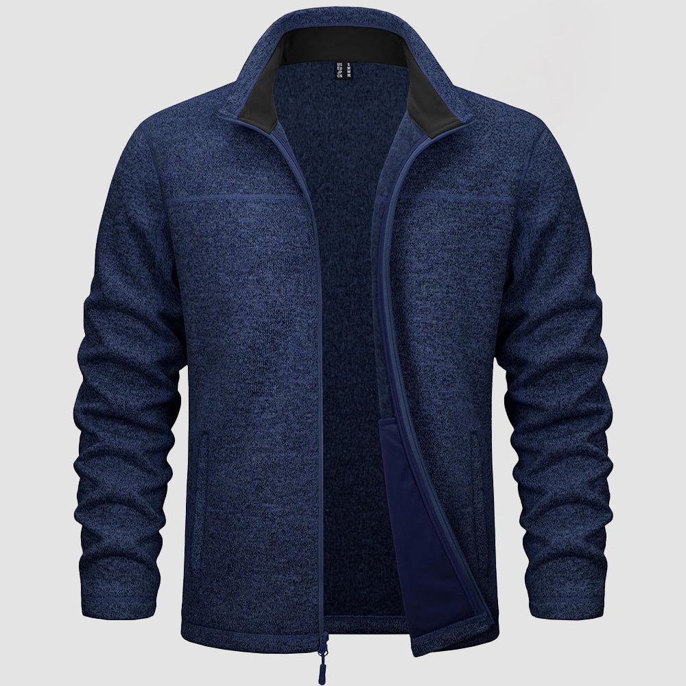 Navy Men's Fleece Jacket Full Zip Lightweight Warm Winter Sweatshirt - MAGCOMSEN