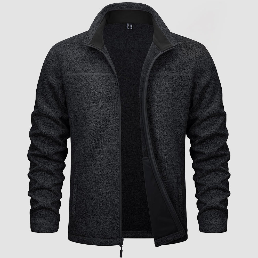 Black Men's Fleece Jacket Full Zip Lightweight Warm Winter Sweatshirt - MAGCOMSEN