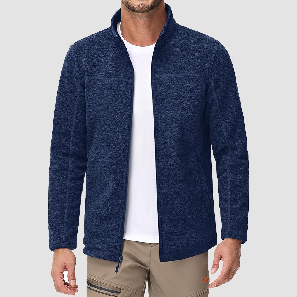 Navy Men's Fleece Jacket Full Zip Lightweight Warm Winter Sweatshirt - MAGCOMSEN