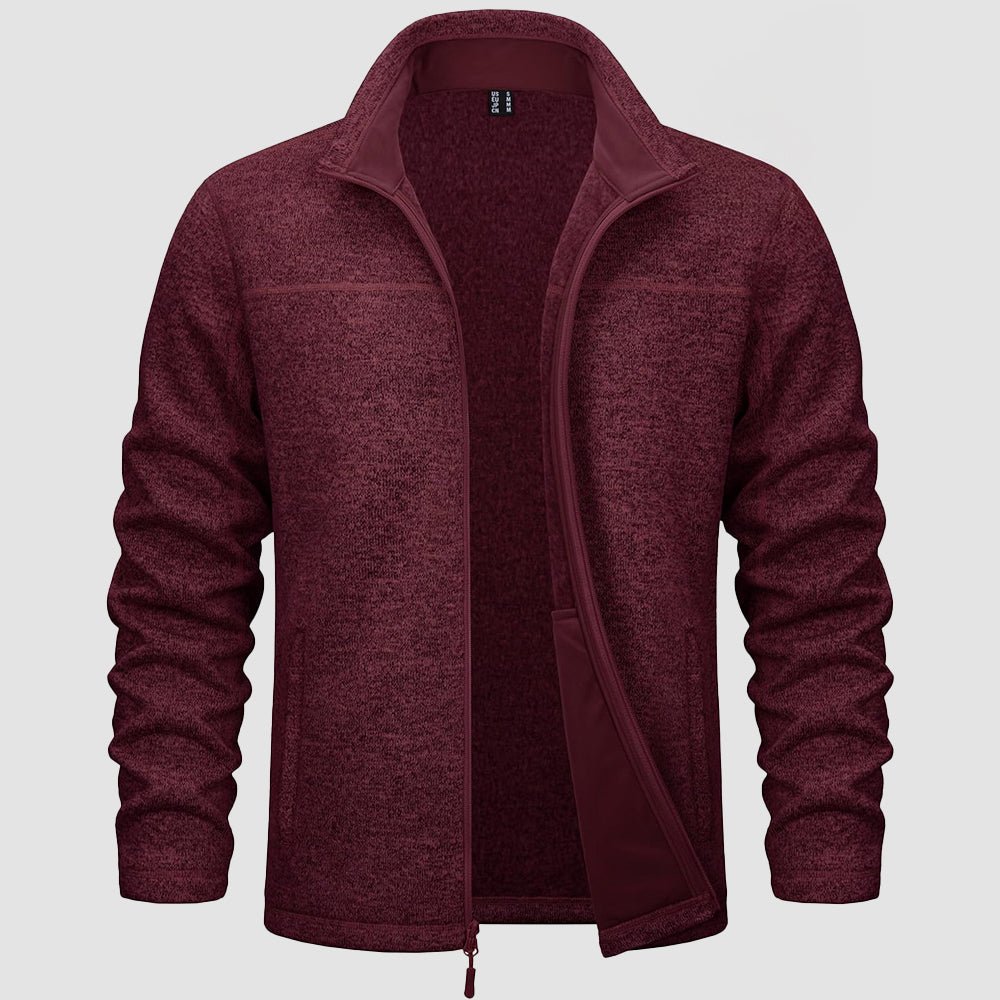 Wine Red Men's Fleece Jacket Full Zip Lightweight Warm Winter Sweatshirt - MAGCOMSEN