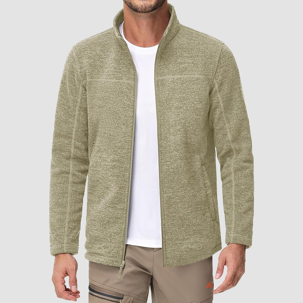 Light Yellow Men's Fleece Jacket Full Zip Lightweight Warm Winter Sweatshirt - MAGCOMSEN