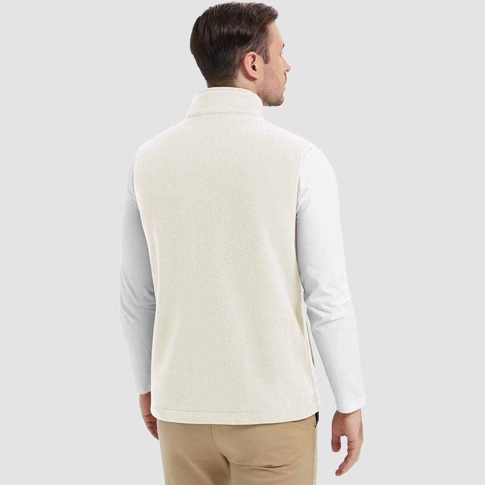 Beige Men's Fleece Vest Lightweight Warm Winter Outerwear - MAGCOMSEN