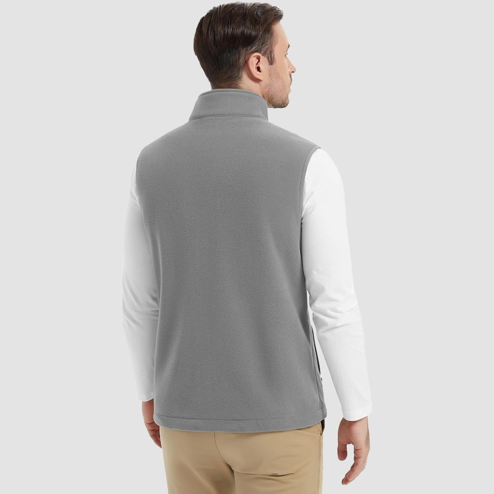 Light Grey Men's Fleece Vest Lightweight Warm Winter Outerwear - MAGCOMSEN