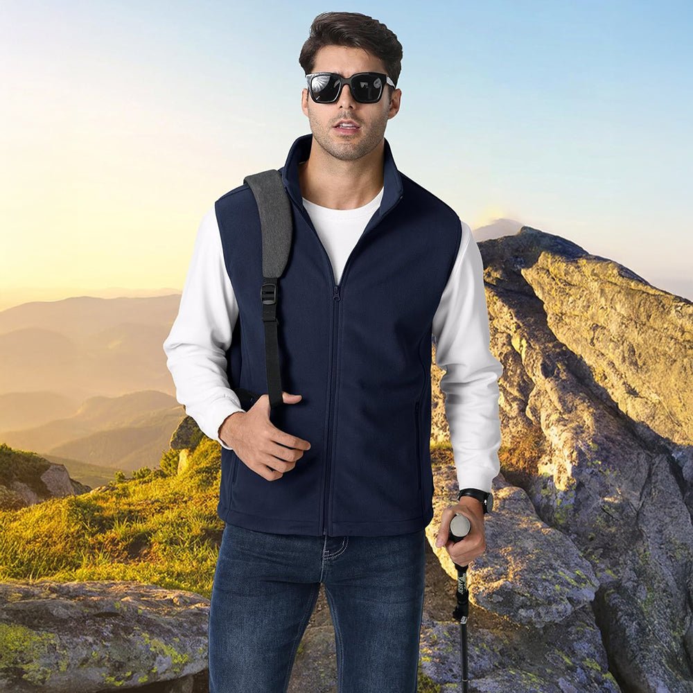 Navy Men's Fleece Vest Lightweight Warm Winter Outerwear - MAGCOMSEN