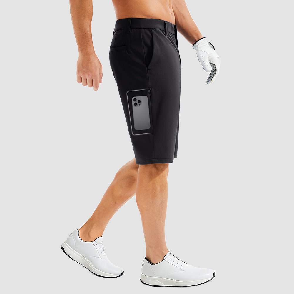 White Men's Golf Shorts - Quick Dry Stretch Work Shorts with 6 Pockets - MAGCOMSEN