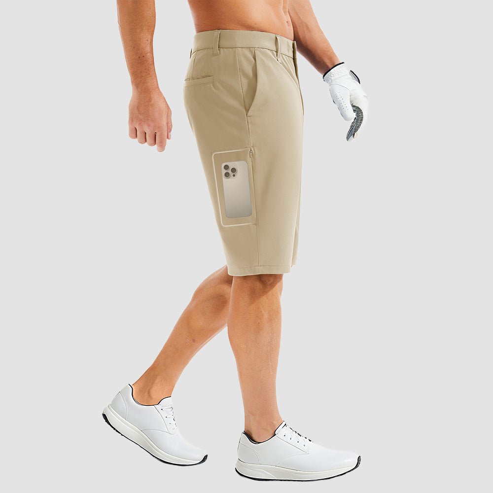 White Men's Golf Shorts - Quick Dry Stretch Work Shorts with 6 Pockets - MAGCOMSEN
