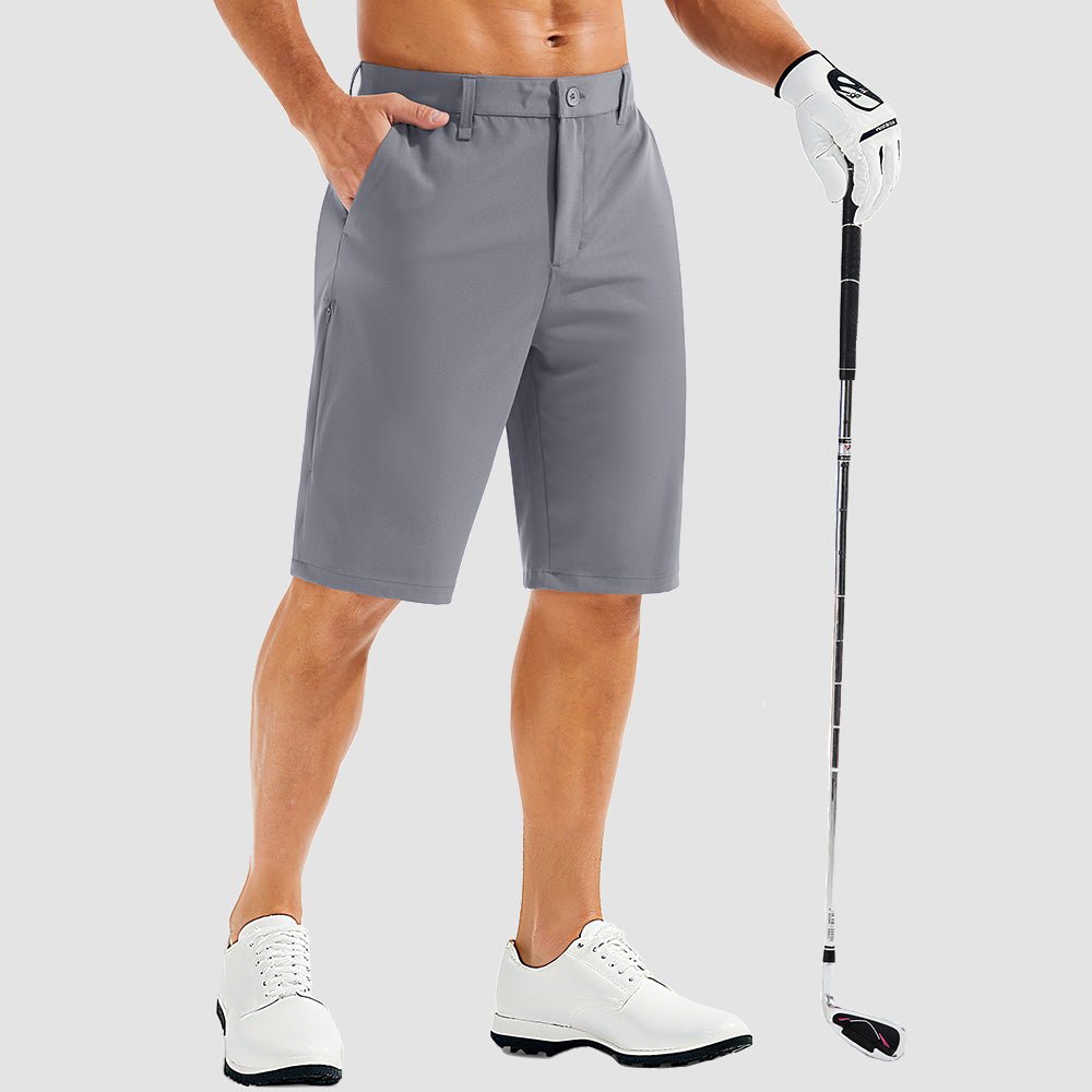 Light Grey Men's Golf Shorts - Quick Dry Stretch Work Shorts with 6 Pockets - MAGCOMSEN