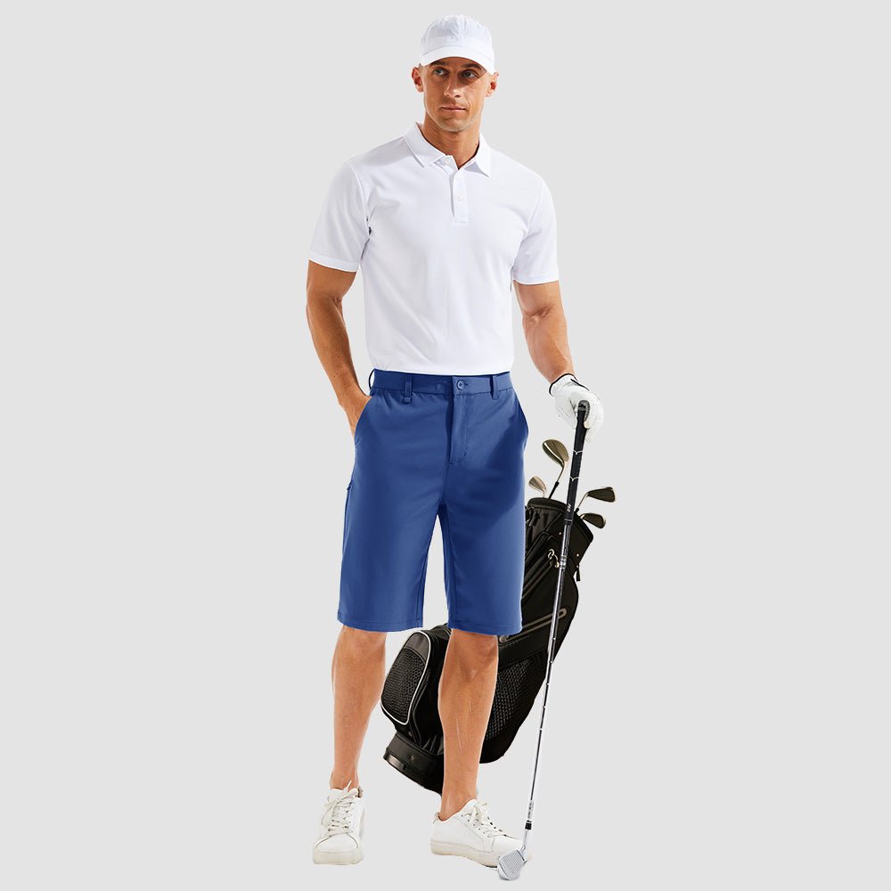 White Men's Golf Shorts - Quick Dry Stretch Work Shorts with 6 Pockets - MAGCOMSEN