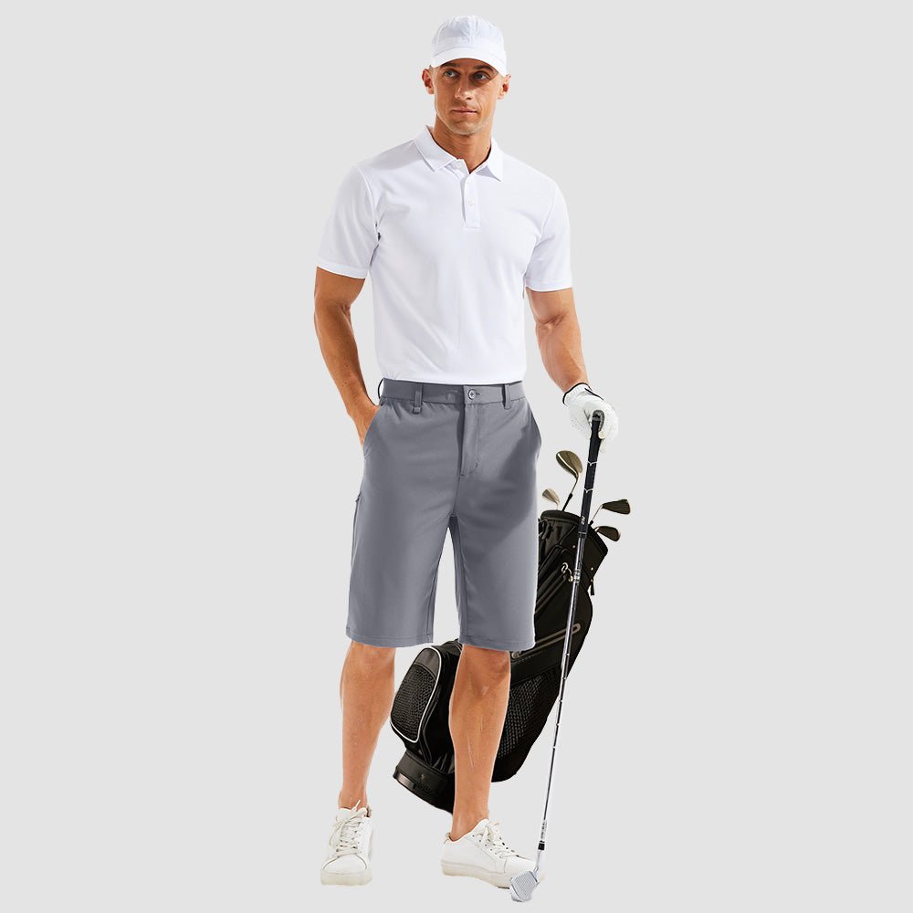 White Men's Golf Shorts - Quick Dry Stretch Work Shorts with 6 Pockets - MAGCOMSEN