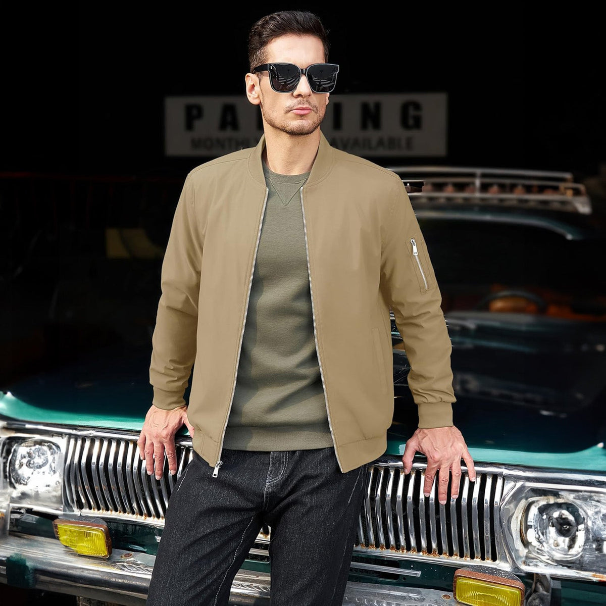 Mens Down Bomber Jacket Warmth Packed Insulation For Men Sporty Casual Style Full Zip main image 1