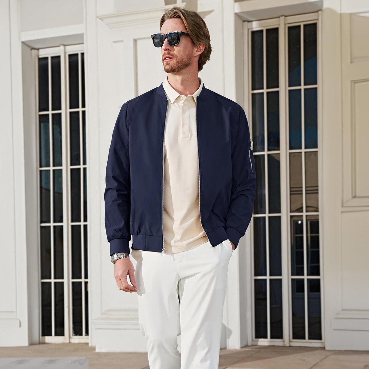 Mens Down Bomber Jacket Warmth Packed Insulation For Men Sporty Casual Style Full Zip