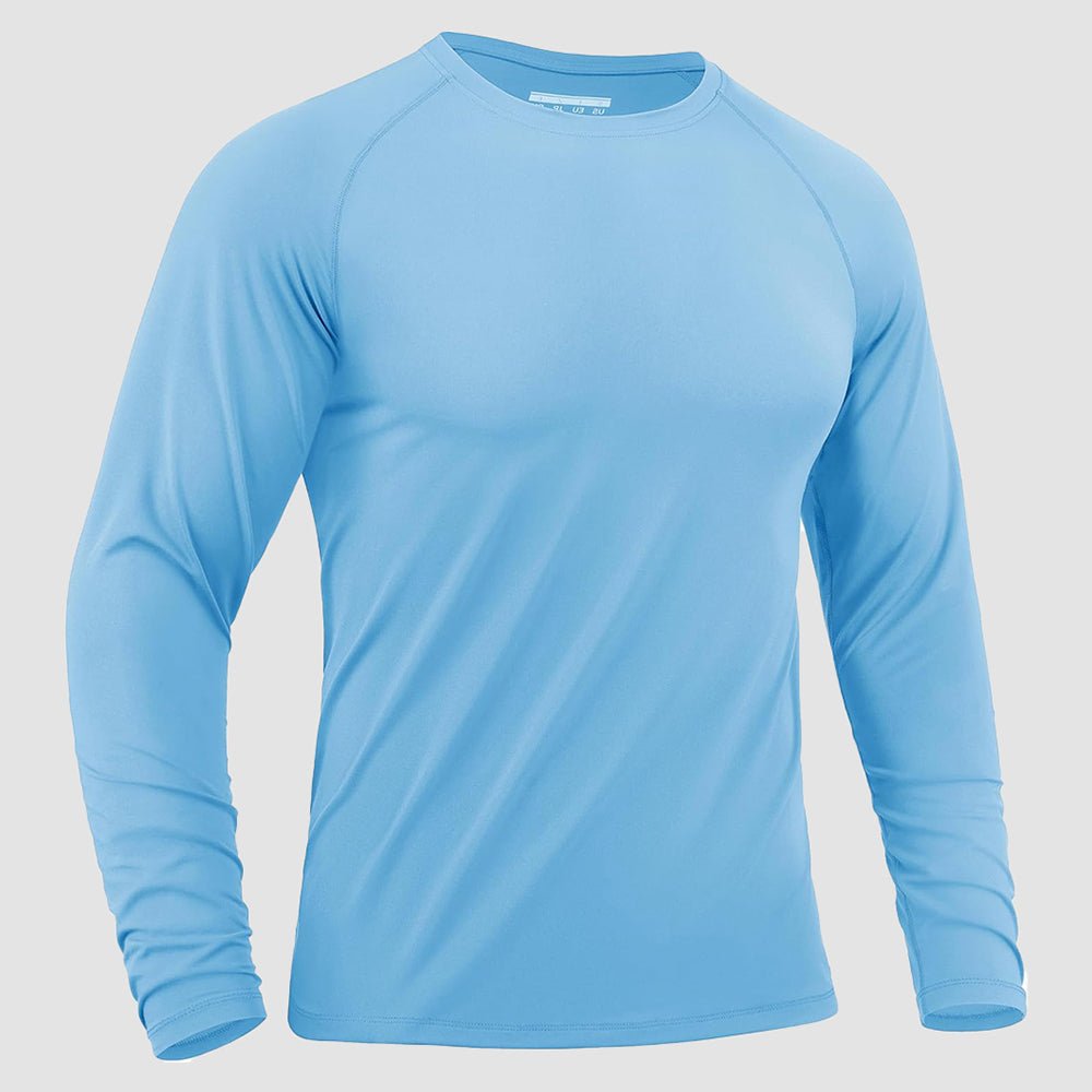 Sky Blue Men's Long Sleeve Rash Guard UPF 50+ Athletic Swim Shirt - MAGCOMSEN