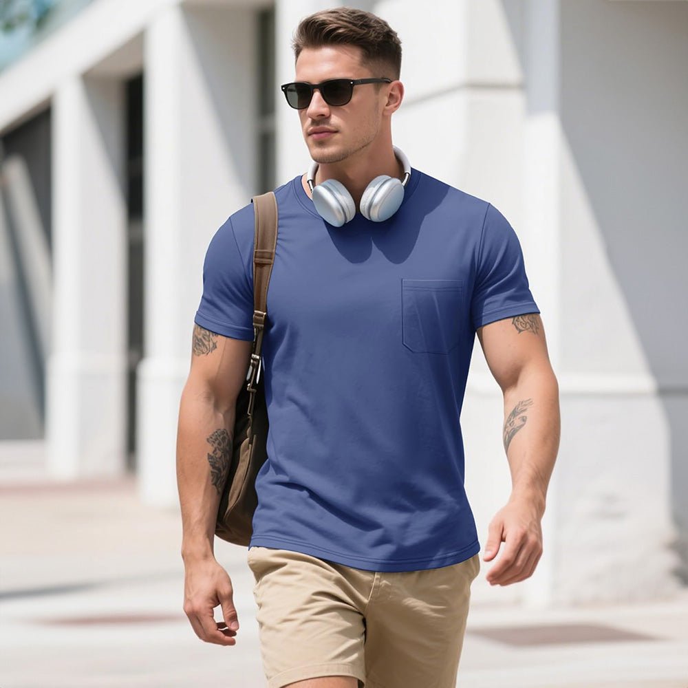 Men's Pocket T-Shirt UPF 50+ Lightweight Summer Crewneck - MAGCOMSEN