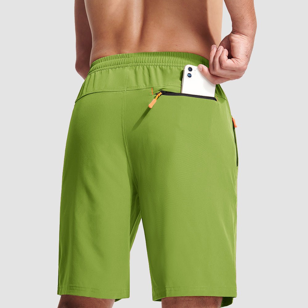 Apple Green Men's Quick Dry Hiking Shorts with Zipper Pockets - Lightweight Athletic Shorts - MAGCOMSEN