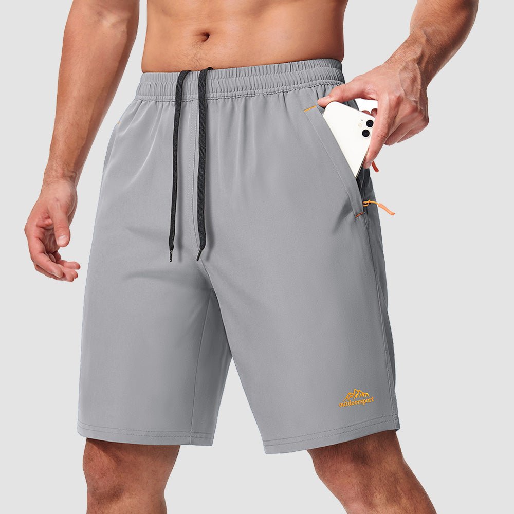 Lightweigt Grey Men's Quick Dry Hiking Shorts with Zipper Pockets - Lightweight Athletic Shorts - MAGCOMSEN