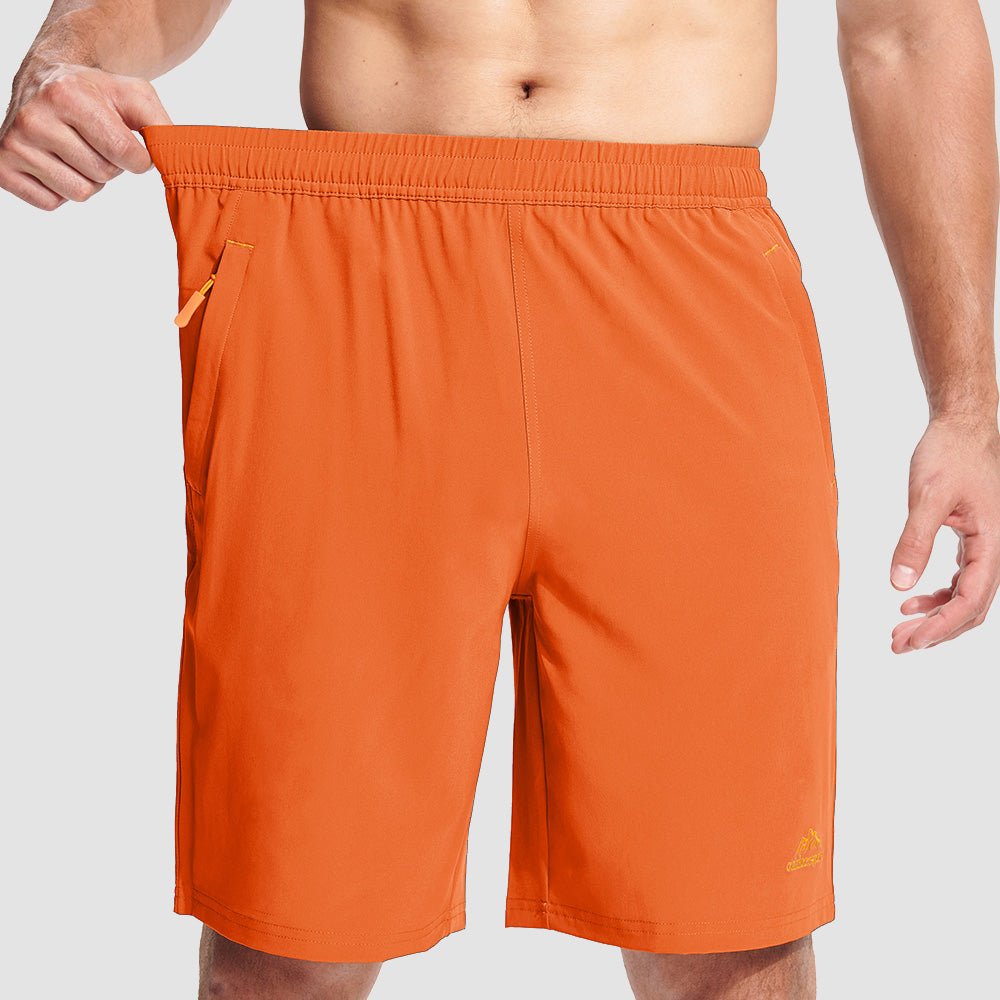 Orange Men's Quick Dry Hiking Shorts with Zipper Pockets - Lightweight Athletic Shorts - MAGCOMSEN