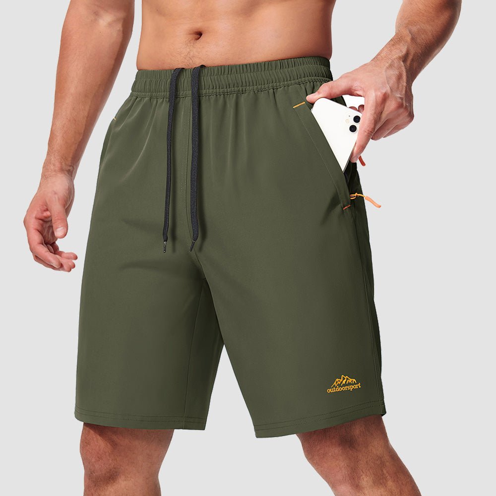 Army Green Men's Quick Dry Hiking Shorts with Zipper Pockets - Lightweight Athletic Shorts - MAGCOMSEN