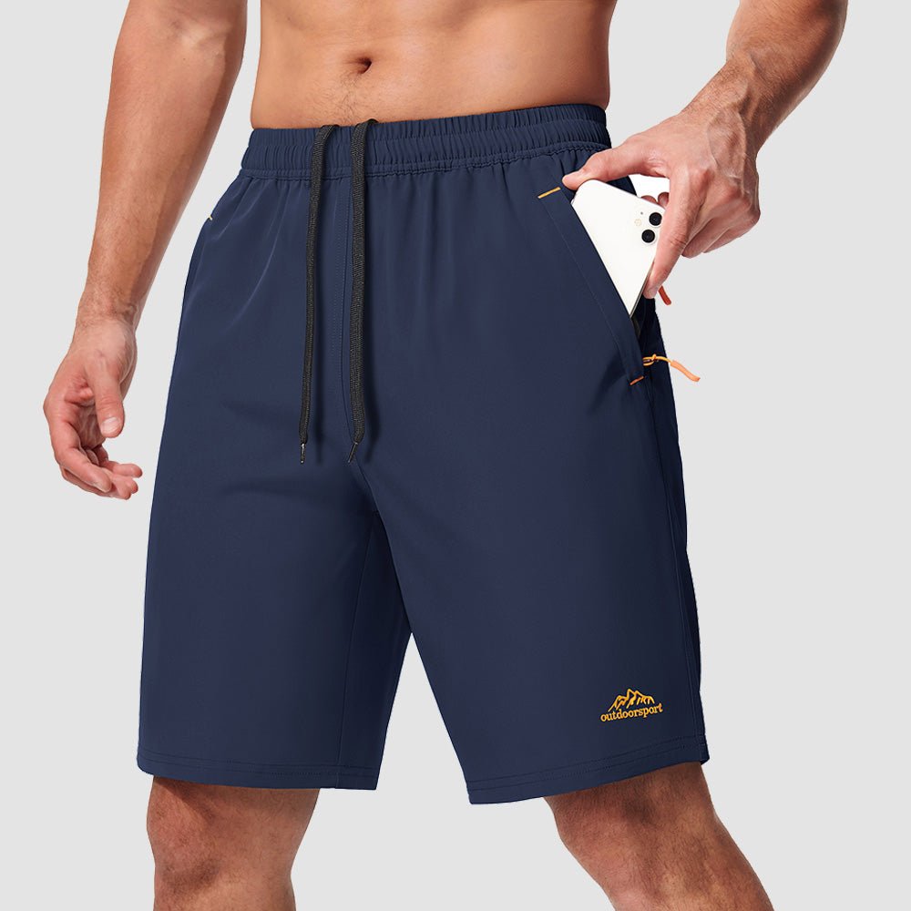 Navy Men's Quick Dry Hiking Shorts with Zipper Pockets - Lightweight Athletic Shorts - MAGCOMSEN