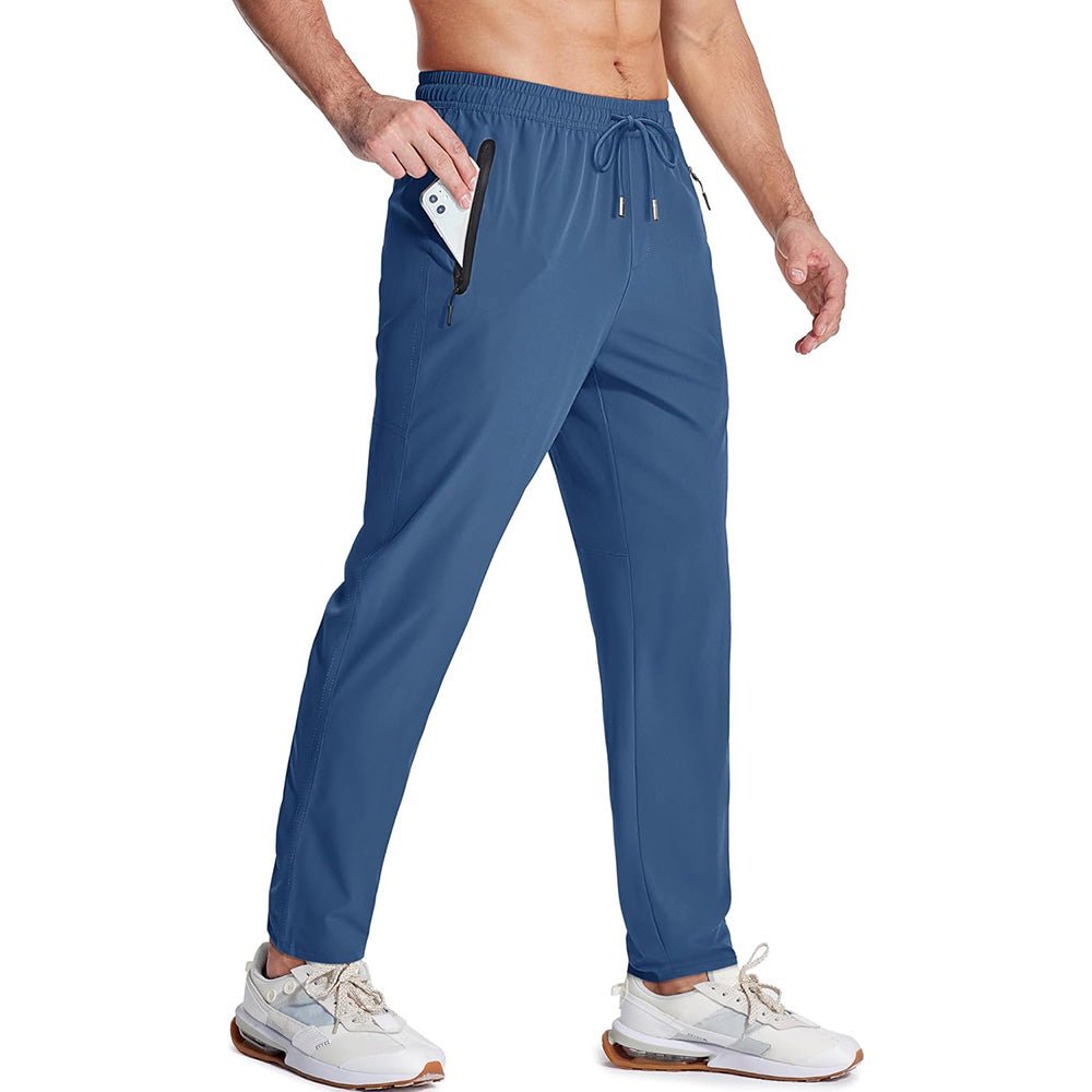 Men's Quick Dry Track Pants - Lightweight, Zipper Pockets - MAGCOMSEN