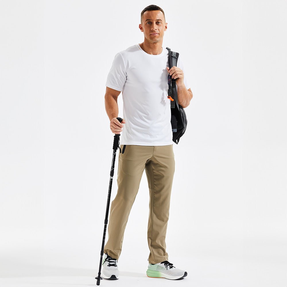 Men's Quick Dry Track Pants - Lightweight, Zipper Pockets - MAGCOMSEN