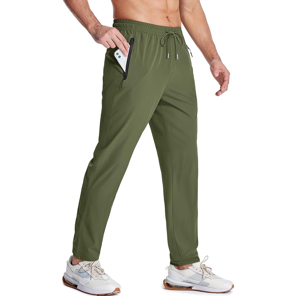 Men's Quick Dry Track Pants - Lightweight, Zipper Pockets - MAGCOMSEN