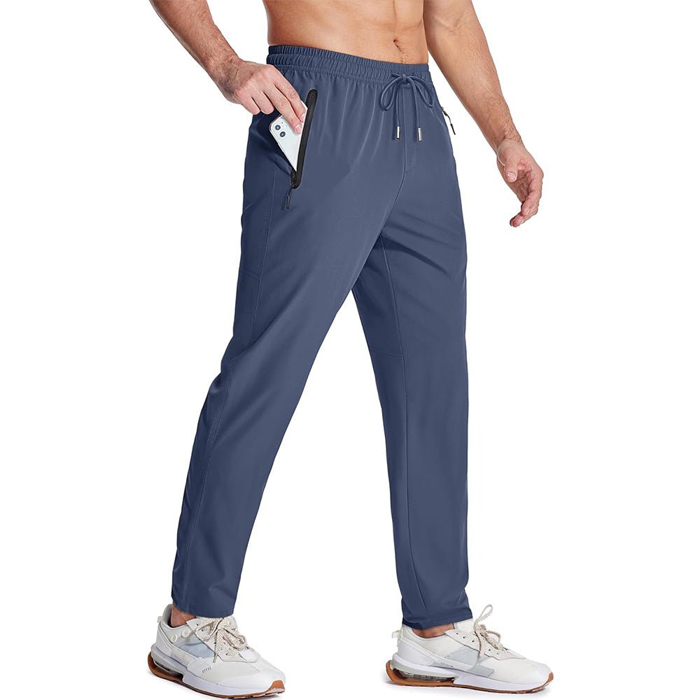 Men's Quick Dry Track Pants - Lightweight, Zipper Pockets - MAGCOMSEN