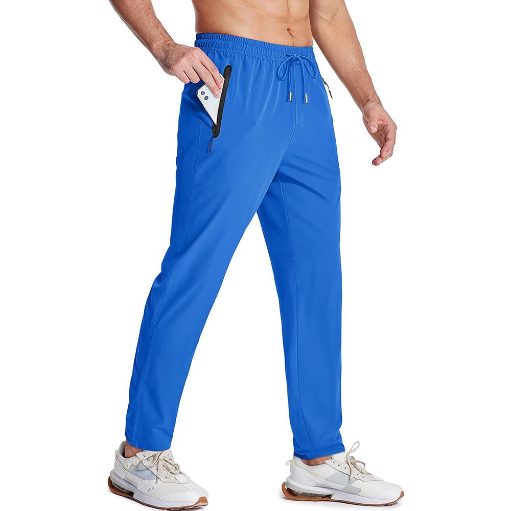 Men's Quick Dry Track Pants - Lightweight, Zipper Pockets - MAGCOMSEN
