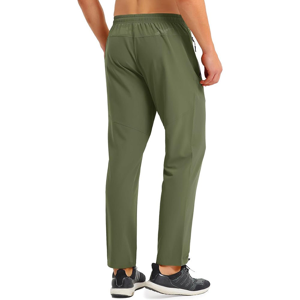 Men's Quick Dry Track Pants - Lightweight, Zipper Pockets - MAGCOMSEN