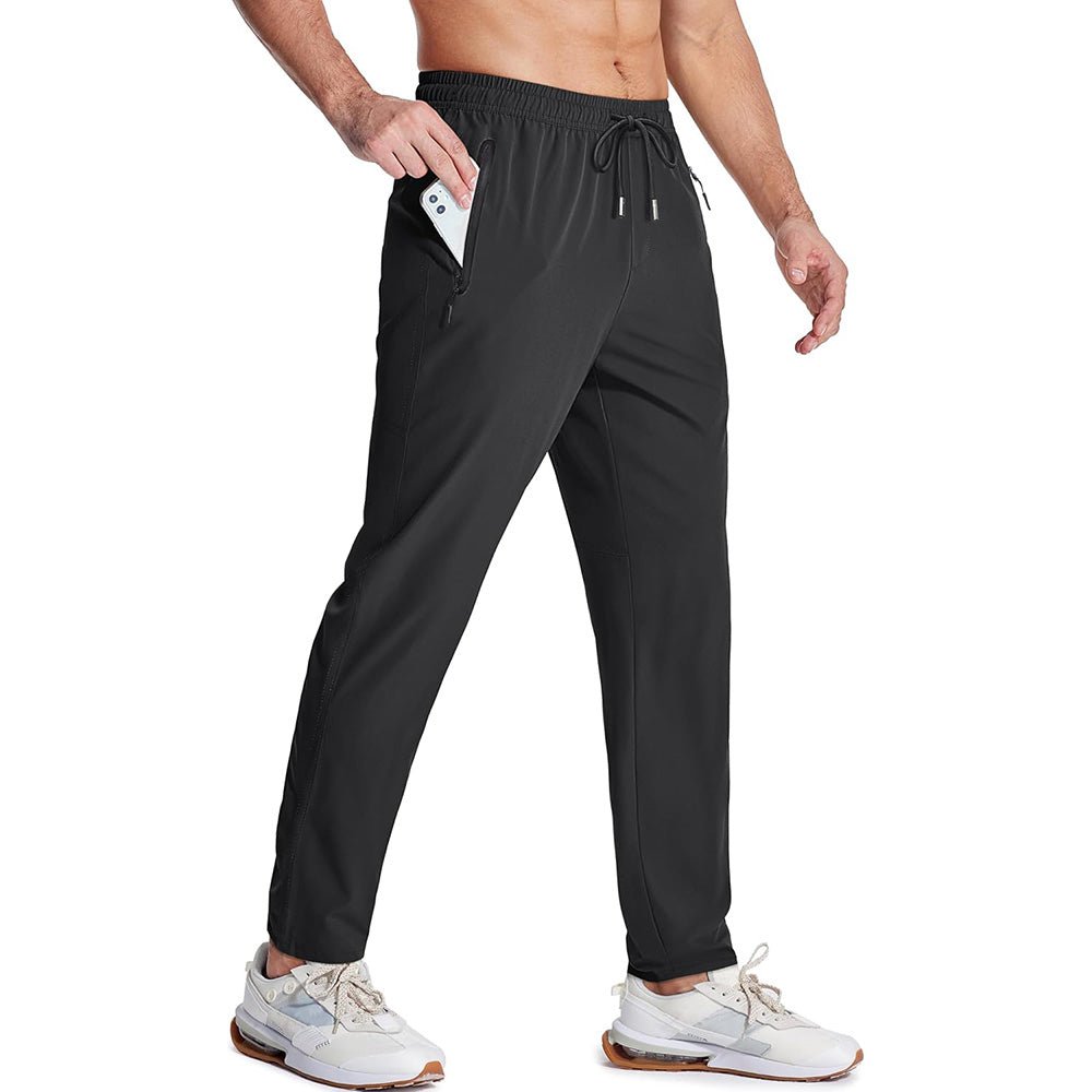 Men's Quick Dry Track Pants - Lightweight, Zipper Pockets - MAGCOMSEN