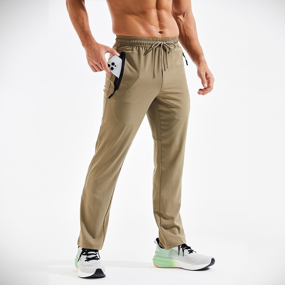 Men's Quick Dry Track Pants - Lightweight, Zipper Pockets - MAGCOMSEN
