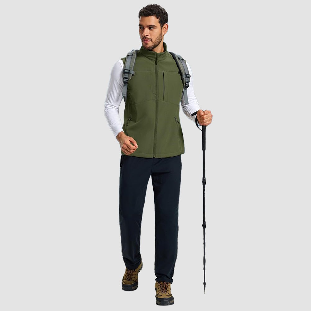 Army Green Men's Softshell Vest Windproof Lightweight Hiking Jacket - MAGCOMSEN