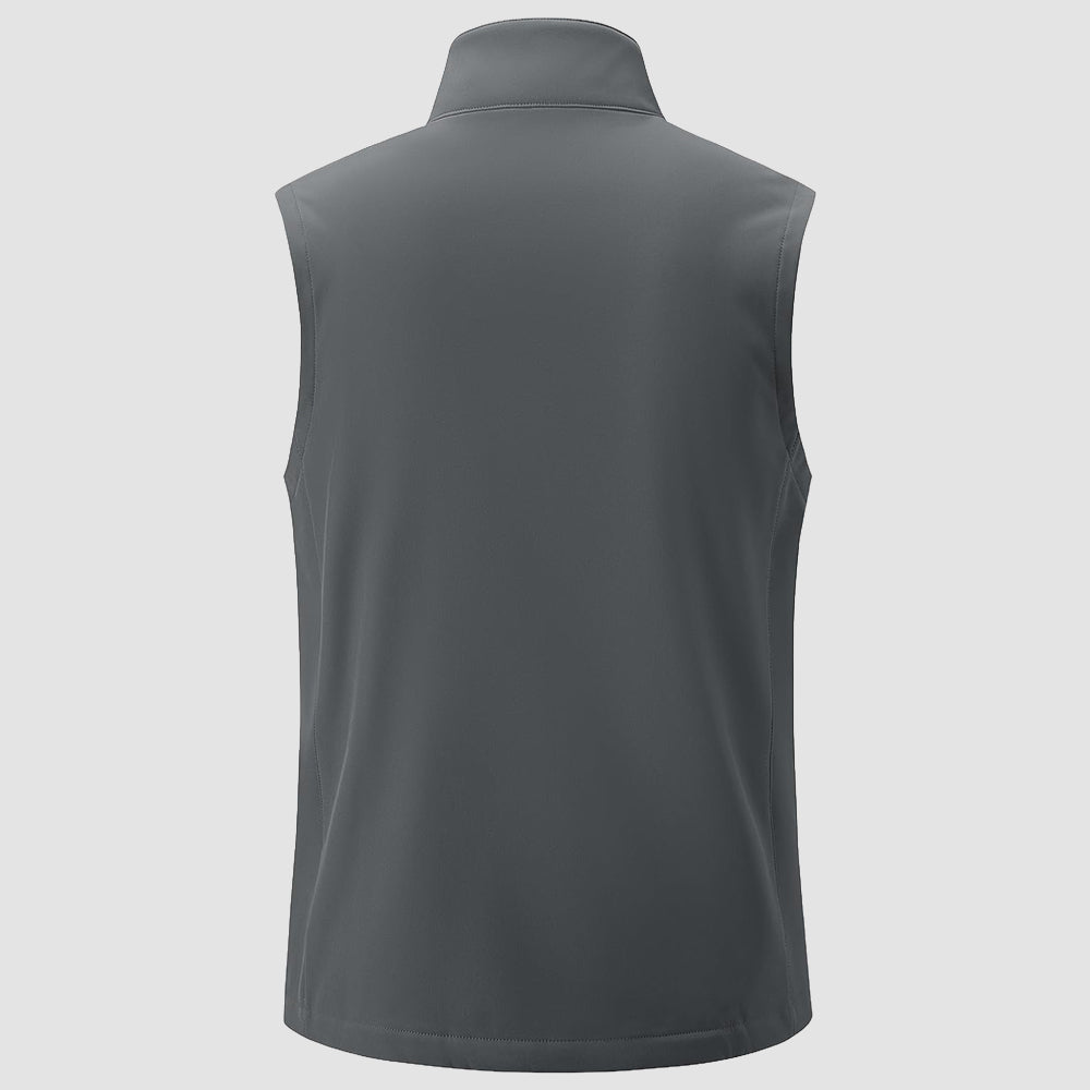 Dark Grey Men's Softshell Vest Windproof Lightweight Hiking Jacket - MAGCOMSEN