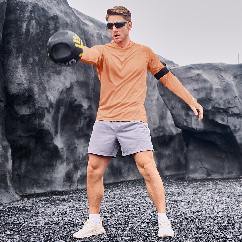 Apricot Men's UPF 50+ Hooded Fishing Shirts | Sun Protection - MAGCOMSEN #Color_Apricot