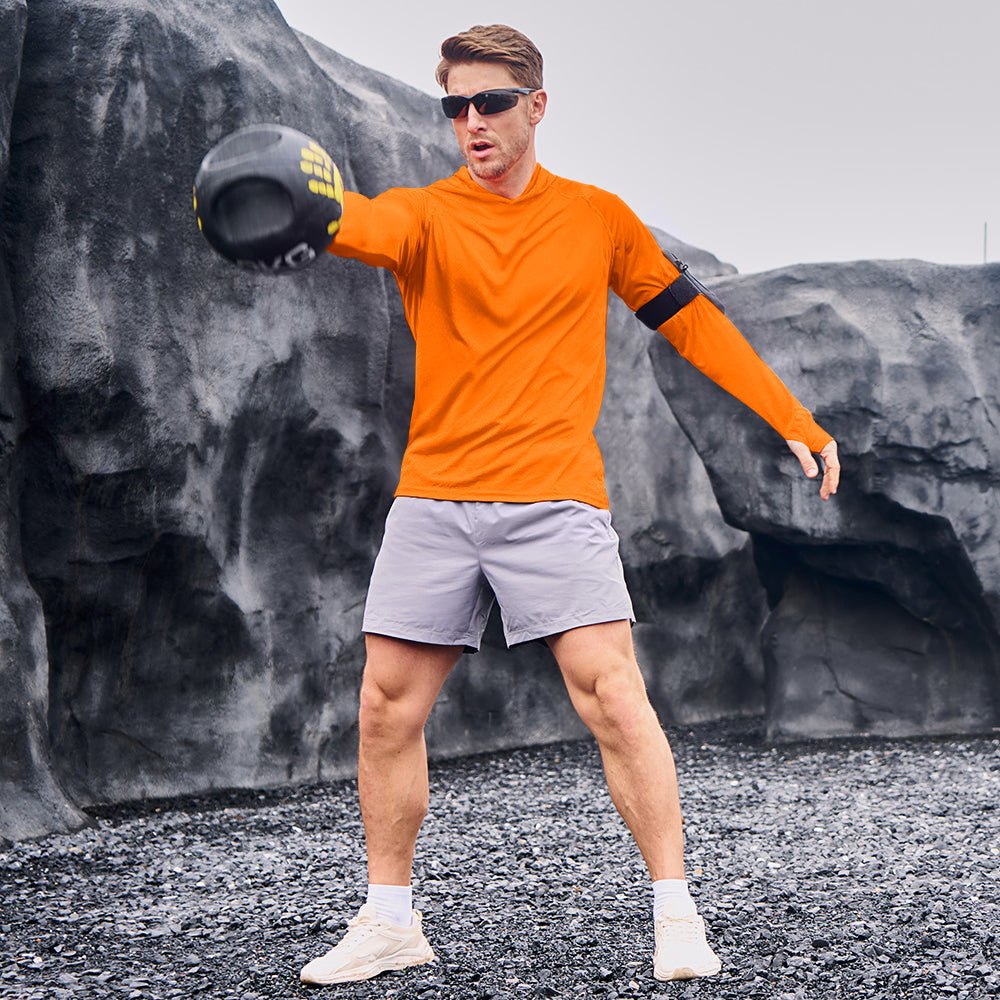 Orange Men's UPF 50+ Hooded Fishing Shirts | Sun Protection - MAGCOMSEN