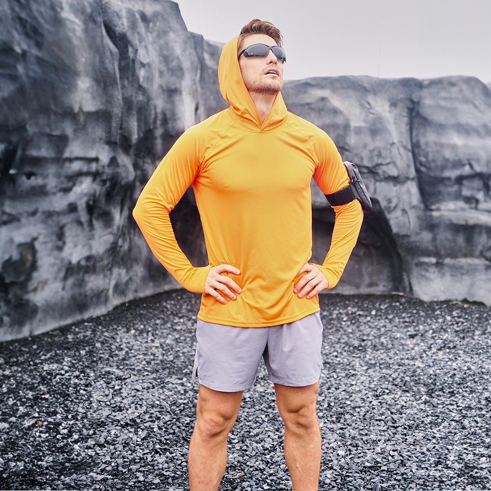 Men's UPF 50+ Hooded Fishing Shirts | Sun Protection - MAGCOMSEN #Color_Orange