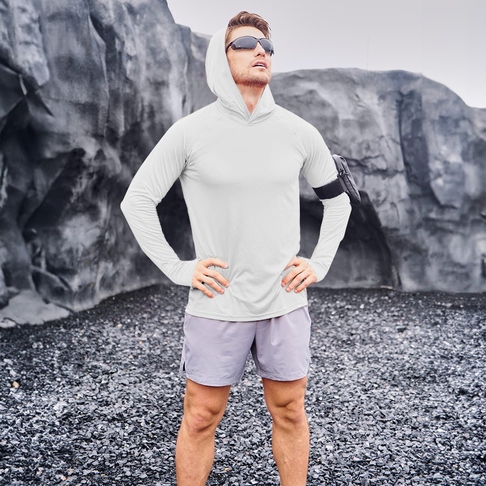 White Men's UPF 50+ Hooded Fishing Shirts | Sun Protection - MAGCOMSEN #Color_White