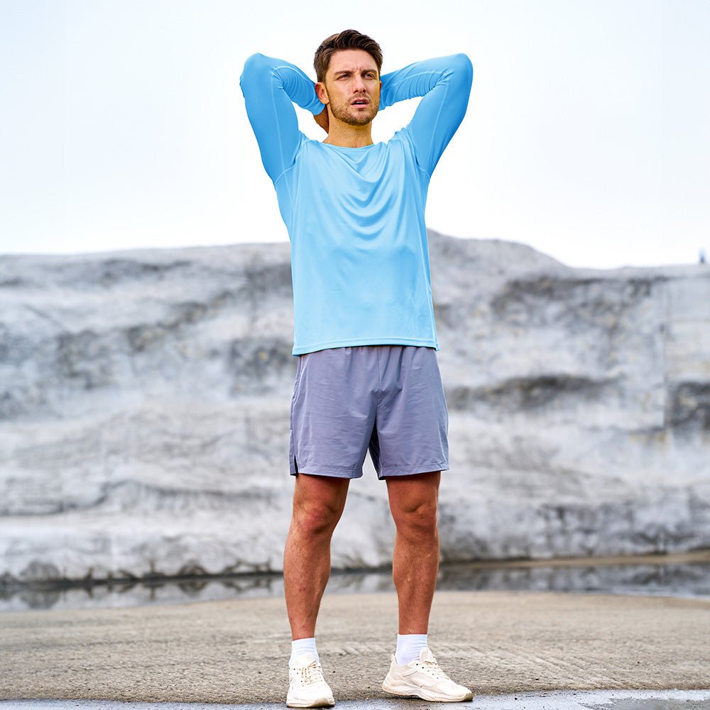 Blue MAGCOMSEN Men's UPF 50+ Quick Dry Shirt - Sun Protection for Hiking #Color_Blue