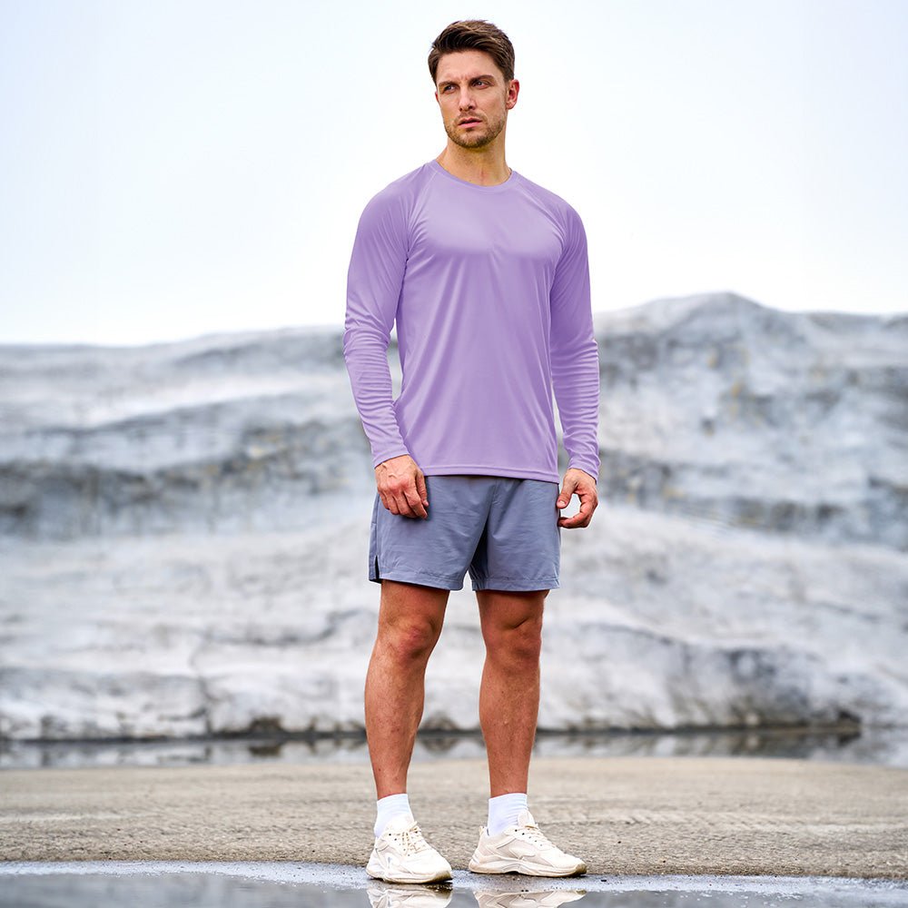 Light Purple Men's UPF 50+ Quick Dry Shirt - Sun Protection for Hiking - MAGCOMSEN #Color_Light Purple
