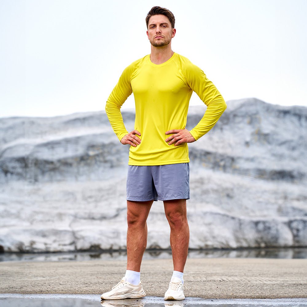 Yellow MAGCOMSEN Men's UPF 50+ Quick Dry Shirt - Sun Protection for Hiking #Color_Yellow