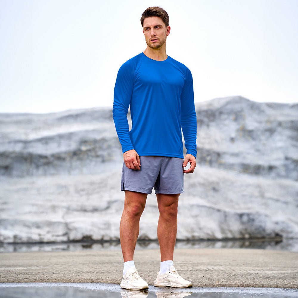 Bright Blue Men's UPF 50+ Quick Dry Shirt - Sun Protection for Hiking - MAGCOMSEN #Color_Bright Blue